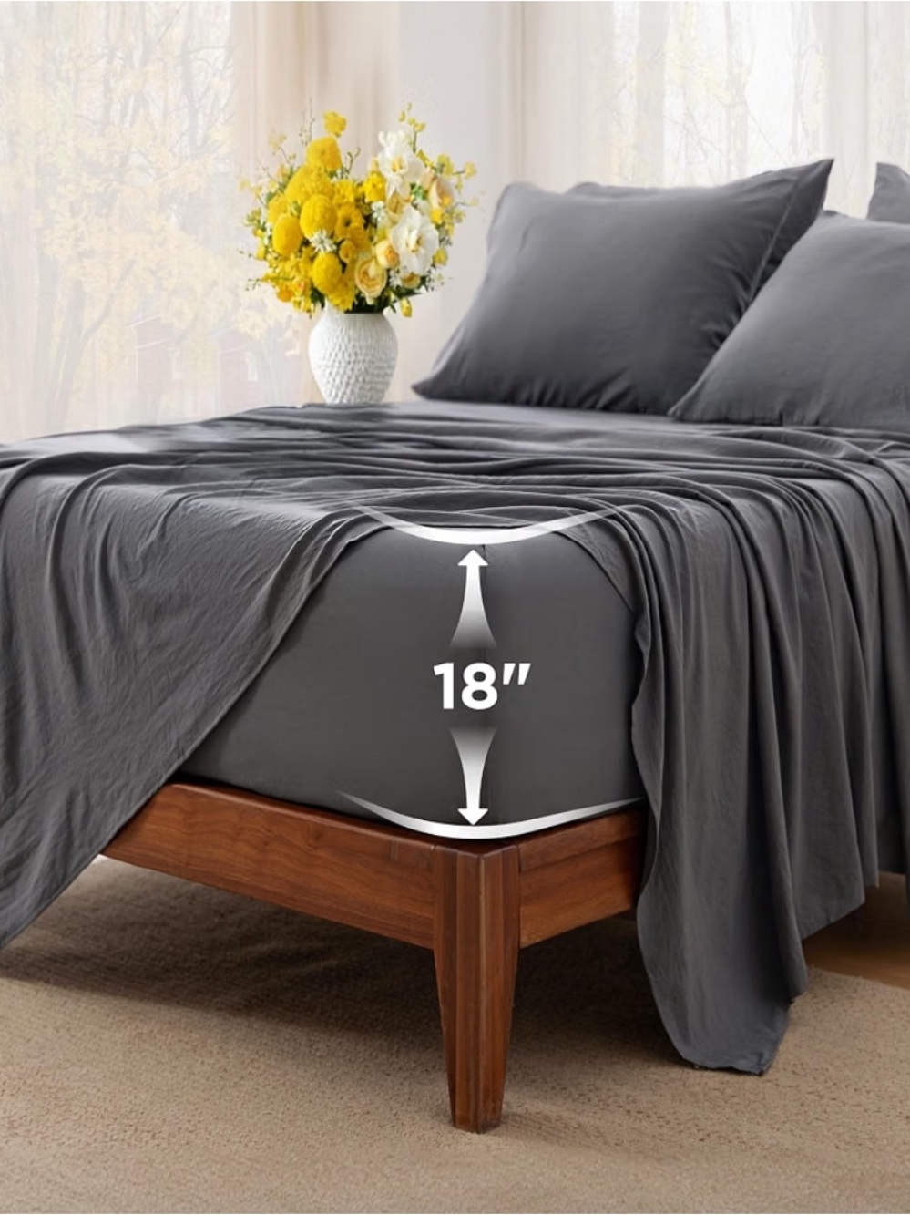 Luxury Cotton Bed Sheet Set - Grey